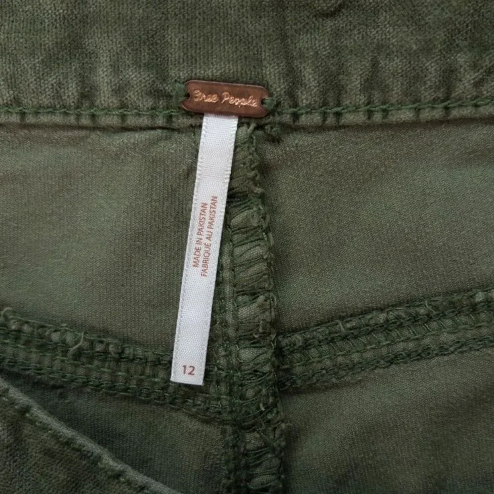 Free People High Time Velvet Flare Pants Womens Size 12 Green Stretch Boho